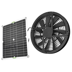 Kit de Ventilador de Panel Solar 10in 100W Panel Solar Impermeable Caja de Ventilación Redonda Ventilador de Escape para Cobertizo de Invernadero de G en oferta