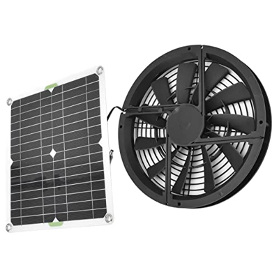 Kit de Ventilador de Panel Solar 10in 100W Panel Solar Impermeable Caja de Ventilación Redonda Ventilador de Escape para Cobertizo de Invernadero de G