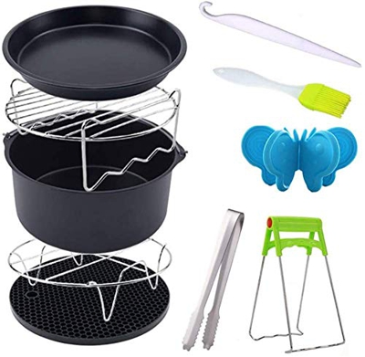 Juego de accesorios para freidora de aire caliente de 10 Uds, Accesorio para freidora de aire, sartén para hornear pizza de seguridad, utensilios de c