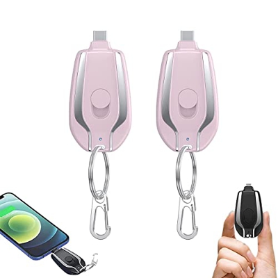 ARAAO 1500mAh Mini Power Emergency Pod Keychain Phone Charger,Keychain Portable Charger for iPhone or Type-c,Key Ring Cell Phone Charger,Portable Emer