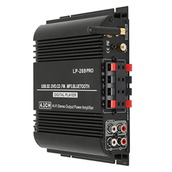 Receptor Amplificador Estéreo Pequeño, Ajuste de Graves Agudos 100-240V Rango de 30 Pies Amplificador HiFi Multi Play para Cine en Casa (Enchufe de la características