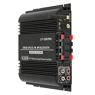 Receptor Amplificador Estéreo Pequeño, Ajuste de Graves Agudos 100-240V Rango de 30 Pies Amplificador HiFi Multi Play para Cine en Casa (Enchufe de la