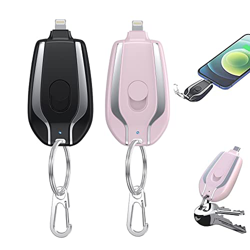 Mini Power Emergency Pod - 1500mAh Mini Power Emergency Pod, Keychain Portable Charger for iPhone or Type-c, Portable Keychain Phone Charger (Black+Pi características