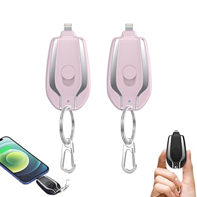 ARAAO 1500mAh Mini Power Emergency Pod Keychain Phone Charger,Keychain Portable Charger for iPhone or Type-c,Key Ring Cell Phone Charger,Portable Emer
