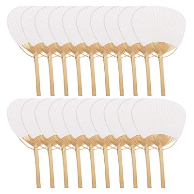 GOURIDE 20 unids blanco puro mango de bambú blanco caligrafía pintura blanco ventilador ventilador blanco ventilador
