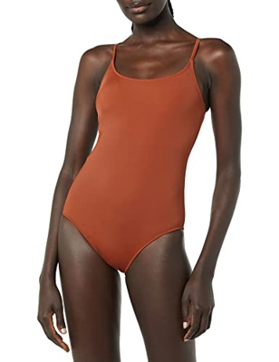 Amazon Essentials One Piece Swimsuit Mujer XL, Marrón