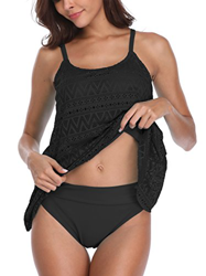 FLYILY Mujer Tankini baño de Malla para Conjunto de Dos Piezas Bikini de Cintura Alta Tallas Grandes características