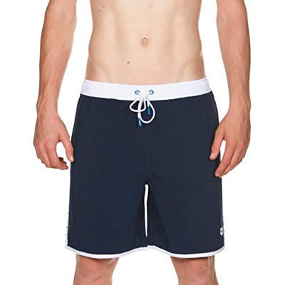 ARENA Team Stripe Bermuda Beach Short, Hombre, Navy-White-Navy, L