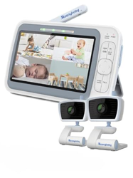 Moonybaby QuadView 40 Vigilabebés con reducción CEM con 2 cámaras, Vista cuádruple/Pantalla Dividida, Baterías de Larga duración, 5” 720p HD, Sin WiFi precio