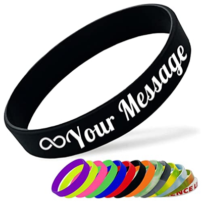Muñequeras Personalizadas nombre Pulsera de Goma Personalizada Pulsera de Silicona Personalizada para Eventos Festival de Recaudación de Fondos,160mm