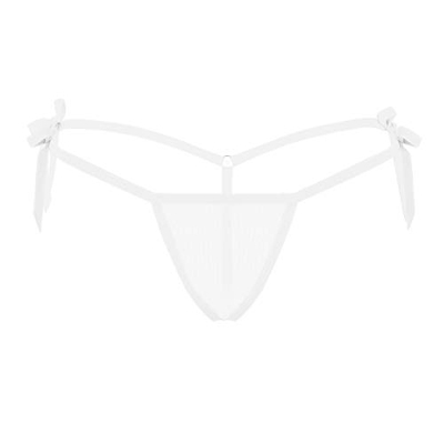 IEFIEL Sexy Mini Tanga Mujer Slips Malla Transparente Ropa Interior Braguitas Bikini T Back G-String Thong Blanco One Size