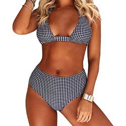 Tuopuda Traje de Baño para Mujer de Dos Piezas Halter Bikini Set Ajustable Push Up Acolchado Sujetador Cintura Alta Thong Triángulo Brasileño Fondo Bi en oferta