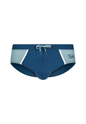 Skiny Every Summer in Swimwear Bañadores Ajustados para Hombre, Ocean Mineralblue-Bloque de Colores, M