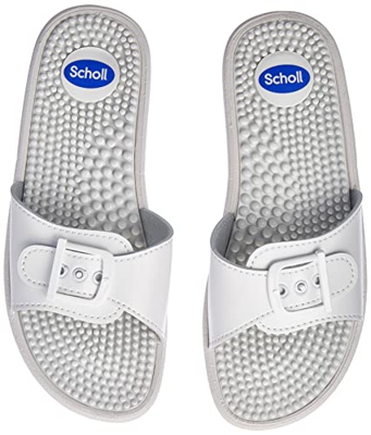 Scholl F200541065 New Massage Zapatillas de playa, Blanco, 36 EU