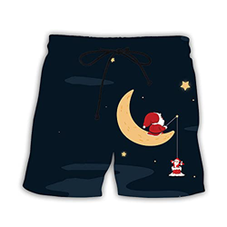 NIEWEI-YI Verano Hombres Pantalones Cortos Casuales Impresión 3D Navideña Pantalones Cortos Sueltos De Playa Traje De Baño Hombres Traje De Baño Panta precio