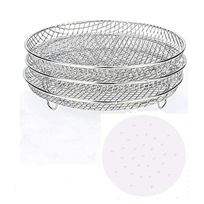 Plumflex Rejilla para Freidora de Aire Tres Rejillas Apilables para Gowise Cozyna Ninja Freidora, Rejilla de Freidora con Papel Antiadherente