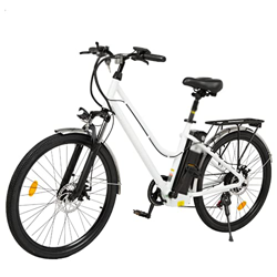 Wonzone ddzxc Bicicletas eléctricas Bicicleta eléctrica Batería asistida Freno de disco delantero y trasero Bicicleta de cercanía (color: blanco) en oferta