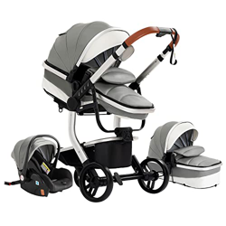 Sistema de Viaje 3 en 1 Silla de Paseo 3 en 1 Carrito con Capazo Cochecito de Bebé para Recién Nacido Cochecito de Viaje Portátil Plegable con Paisaje en oferta