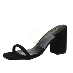 tacónes Transparentes Sin Cordones Moda Verano 2021 Moda Punta Cuadrado tacón Cuadrado Casual cómodo Zapatillas Mujer Sandalias Mujer tacón Zapatos Mu precio