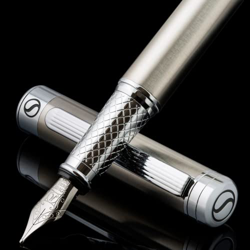 Scriveiner Pluma Estilográfica de Acero Inoxidable - Impresionante Pluma de Lujo con Acabado de Acero, Set de Regalo de Escritura para Hombre y Mujer, en oferta