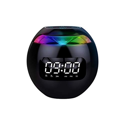 XUnion #l4P2X9 Reloj despertador Bluetooth Audio Altavoz Bluetooth inalámbrico Mini alarma dual portátil, Negro #L4p2x9, M