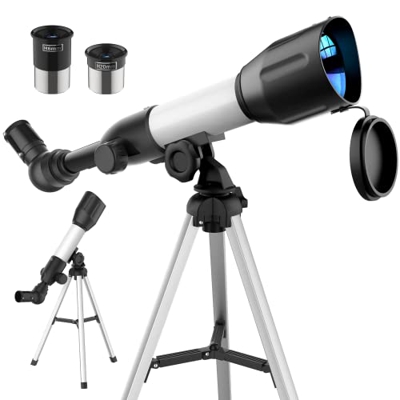 Telescopios Astronomicos Niños, 50 mm Refractor Telescopio, Portatil con Trípode, Adecuado para Niños, Principiantes, Adultos, Profesionales, Perfecto