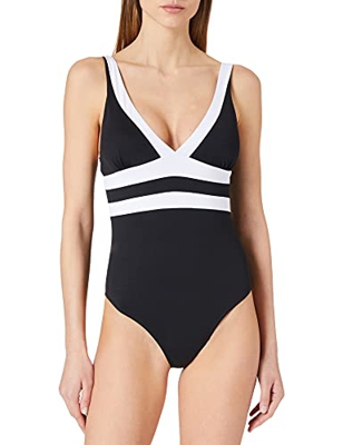 Haute pression N1011 Traje de baño de una Sola Pieza, Blanco Y Negro, 46 para Mujer
