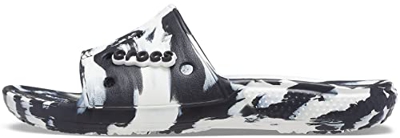 Crocs Classic Marbled Slide, Obstrucción Unisex Adulto, White/Black, 46/47 EU