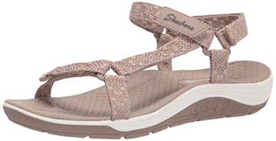 Skechers REGGAE CUP MY BESTIE, Sandalia para Mujer, Taupe Knit/ Tpu, 35 EU
