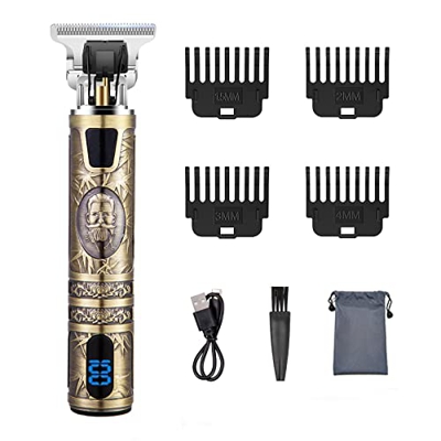 Cortapelos Hombre Profesional, Gsnys Cortar Pelo Profesional de 0 mm, Tijeras de Corte de Pelo Inalámbrico Recargables de Tipo C, Pantalla LED