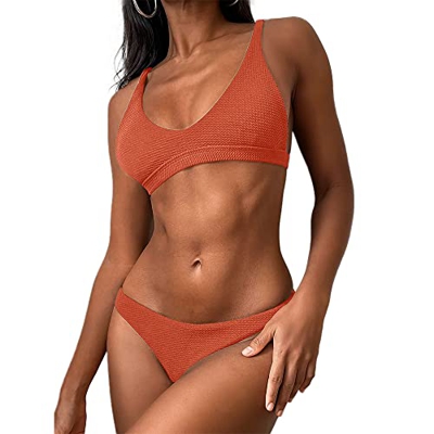 ZAFUL Mujer Bikini Conjuntos Trajes de baño (L, Naranja)