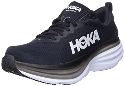 HOKA ONE One Bondi 8, Running Shoes Hombre, Black/White, 45 1/3 EU