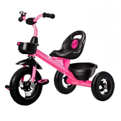 ANUGU Triciclo Infantil, Regalos y Juguetes para Niños y Niñas de 1 a 6 años, Asiento Ajustable y Cesta Trasera Ampliada (Pink Foam Wheel)