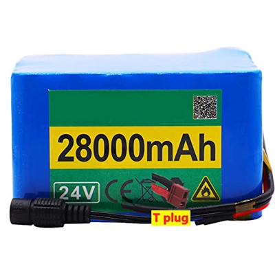 Batería Litio Ebike 24V Batería Iones Litio Gran Capacidad 28Ah para Motor Bicicleta Eléctrica 50 W -500W con Placa Protección BMS Y Cargador T Plug