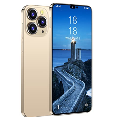OLIPPO i14proMax 5G Smartphone Barato Teléfonos celulares Baratos y Buenos Pantalla de 6.8 Pulgadas Face ID Dual SIM,Oro,L