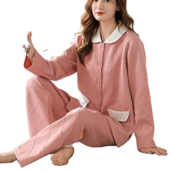 Pijama Mujer Verano, Pjs para Mujer Conjuntos De Pijamas Esponjosos De Invierno Conjunto Novedad Estampado A Cuadros Pijamas De Algodón Rosa Camisón D precio