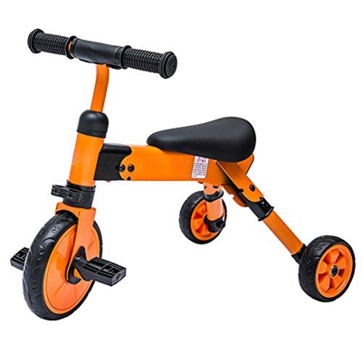 MIJIE Triciclo para niños de 2 años con Pedales, Triciclo con función Plegable para niños de 2 a 5 años Triciclo para niños de 3 Ruedas (Orange)