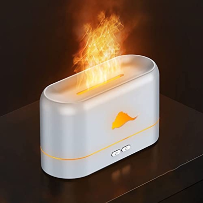 Flame Air Diffuser Humidifier, 3 Colors Light Realistic Flame Effect Diffuser, Essential Oil Diffusers, for Home, Quiet Home Bedroom USB Air Humidifie