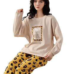 Pijama Mujer Verano, Pjs para Mujer Conjuntos De Pijamas De Manga Larga De Invierno Conjunto De Pijamas De Algodón con Estampado De Leopardo Creativo  características