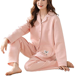 Pijama Mujer, Pjs para Mujer Conjuntos De Pijamas Esponjosos De Invierno Conjunto De Rayas Creativas Estampado A Cuadros Pijamas De Algodón Rosa Camis en oferta