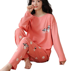 Pijama Mujer, Conjunto De Pijamas De Manga Larga Pijamas De Algodón Rosa con Estampado De Panda Creativo Camisón De Invierno para Mujer Conjuntos De R precio
