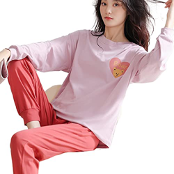 Pijama Mujer, Conjunto De Pijamas De Manga Larga Pijamas De Algodón De Oso De Amor Creativo Camisón De Invierno para Mujer Conjuntos De Ropa De Salón  en oferta