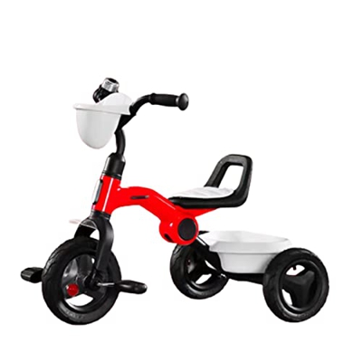 ANUGU Triciclo para niños, Adecuado para 24~72 Meses, Triciclo para niños Plegable, Triciclo con Canasta de Almacenamiento (Red)