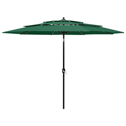 Outdoor Living - Parasol de 3 niveles con poste de aluminio, color verde características