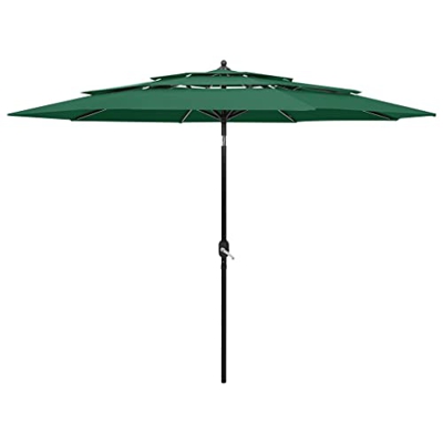 Outdoor Living - Parasol de 3 niveles con poste de aluminio, color verde