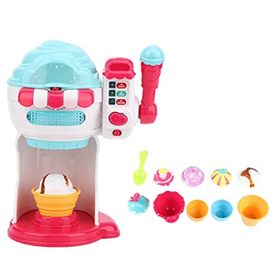 Máquina de helados de simulación para niños, fabricante de helados para niños con juguete educativo de música ligera, para el hogar(Ice cream and ice 