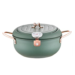 ZYZMH Cocina fritura Profunda con Tapa y termómetro Antiadherente freidora de Acero Inoxidable Papas Fritas de Acero Inoxidable (Size : 24cm) en oferta