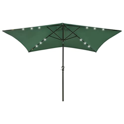 Outdoor Living - Césped y jardín - Parasol con LED y poste de acero verde 2x3 m en oferta