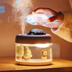 Humidificadores de niebla fría para bebés 500ML para dormitorio, Humidificador pequeño y Silencioso para el hogar con luz nocturna Proyector de estrel en oferta
