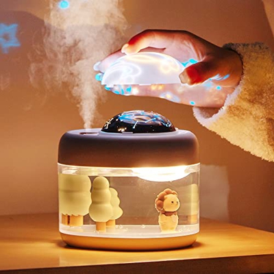 Humidificadores de niebla fría para bebés 500ML para dormitorio, Humidificador pequeño y Silencioso para el hogar con luz nocturna Proyector de estrel